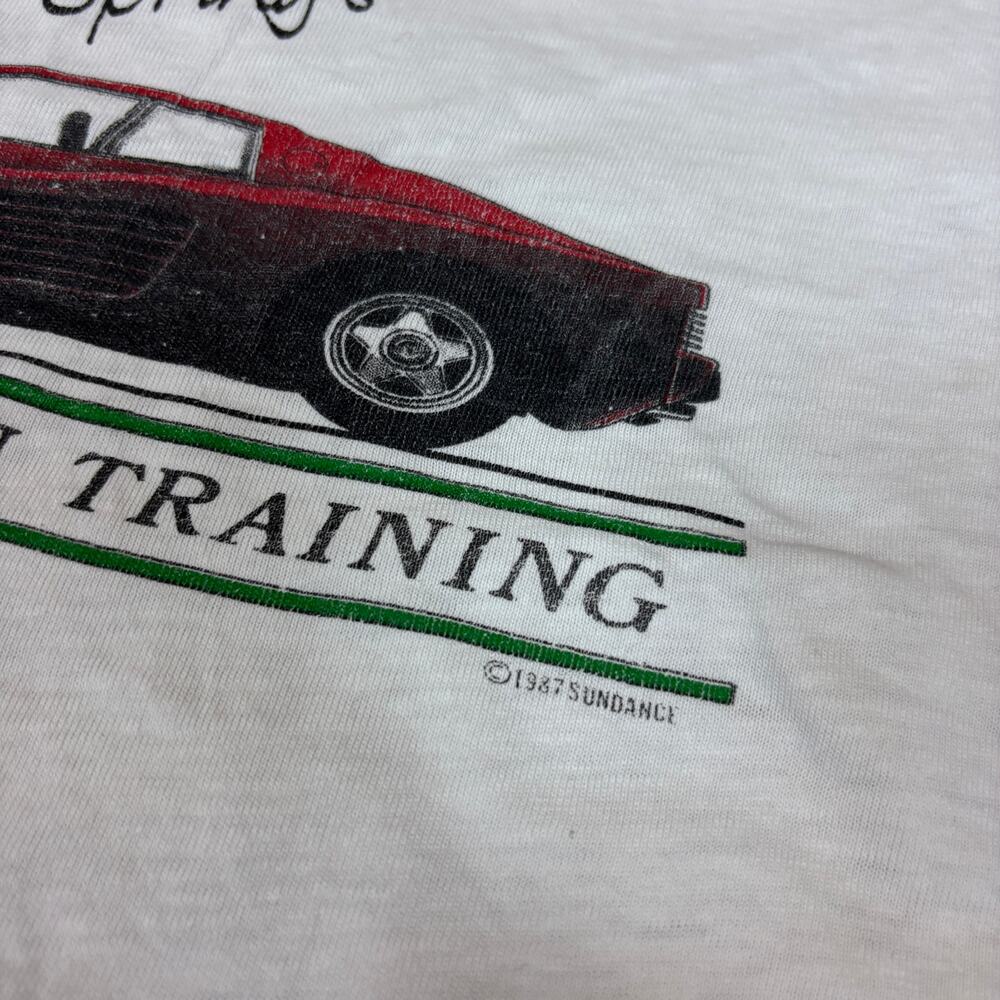 Vintage 80s Millionaire in Training Ferarri T Shirt Crop Top Women's Large - Picture 3 of 12